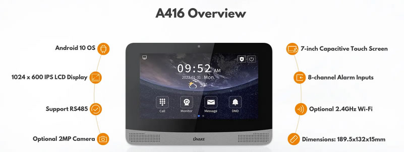 Dnake A416A monitor con telecamera wifi Dnake A416A monitor con telecamera wifi